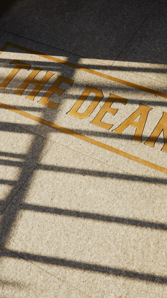 The Dean Hotels logo in the ground outside The Dean Docklands