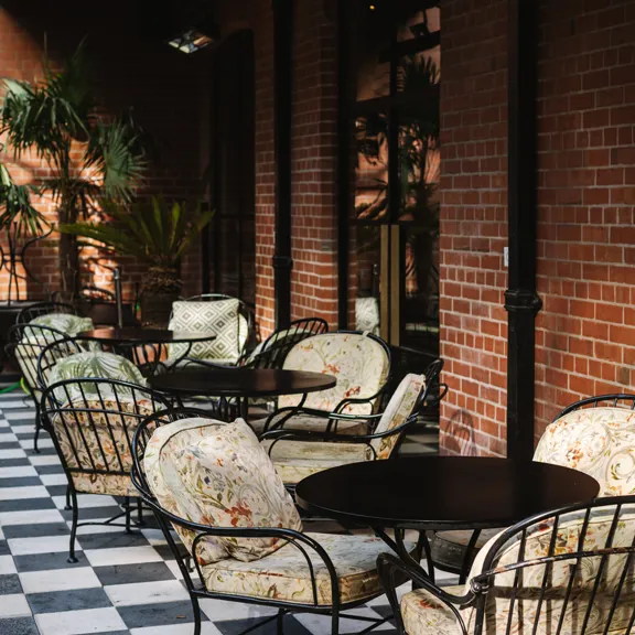 Seats on the terrace at The Dean Docklands