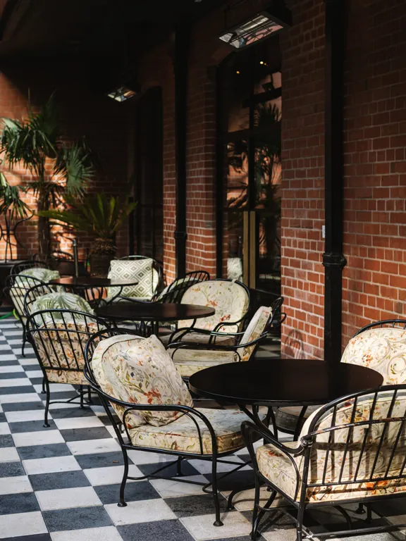 Seats on the terrace at The Dean Docklands