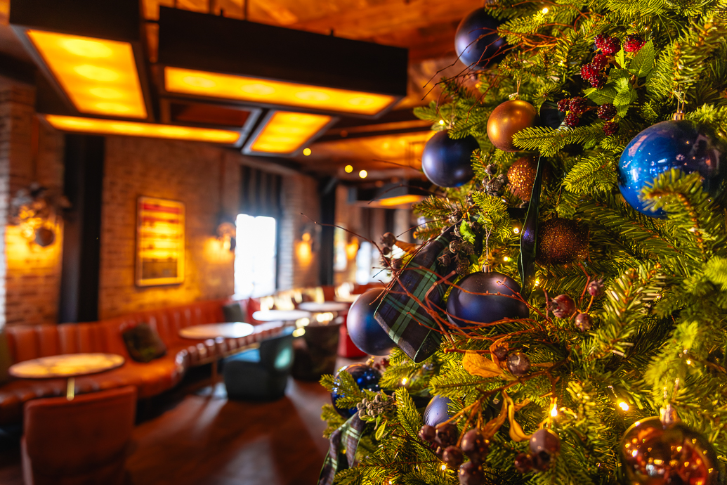 Macro shot of christmas decorations at the Dean Docklands lobby