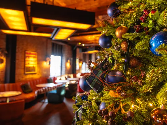 Macro shot of christmas decorations at the Dean Docklands lobby