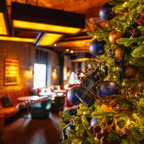 Macro shot of christmas decorations at the Dean Docklands lobby