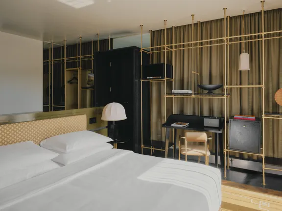 Bedroom area in the Deluxe Suites in The Dean Munich