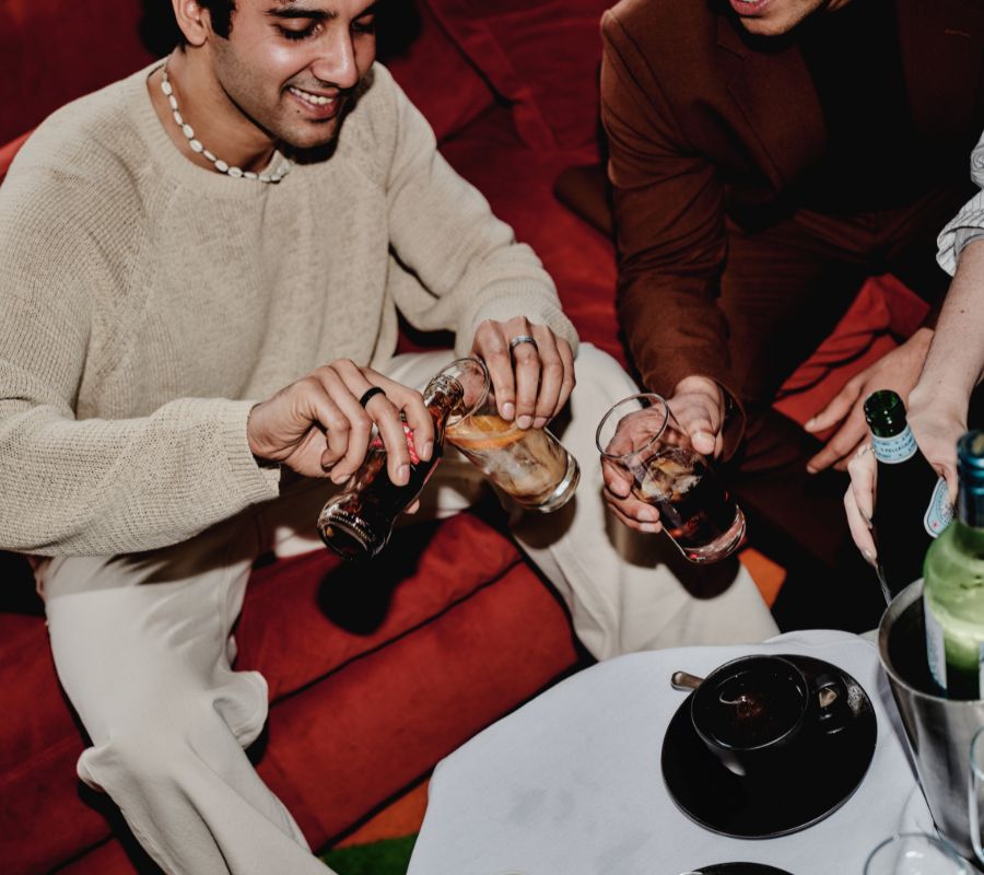 Friends enjoying drinks in The Dean hotels for Christmas