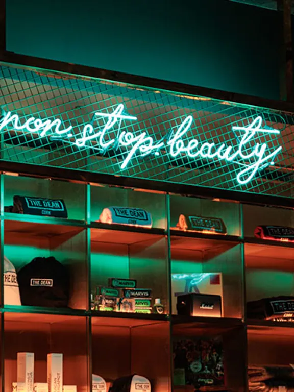 Neon receptions light in The Dean Cork
