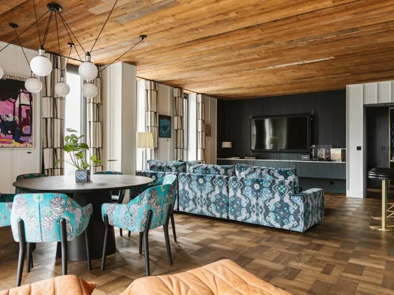 The living area in the Dean Cork Penthouse Suite