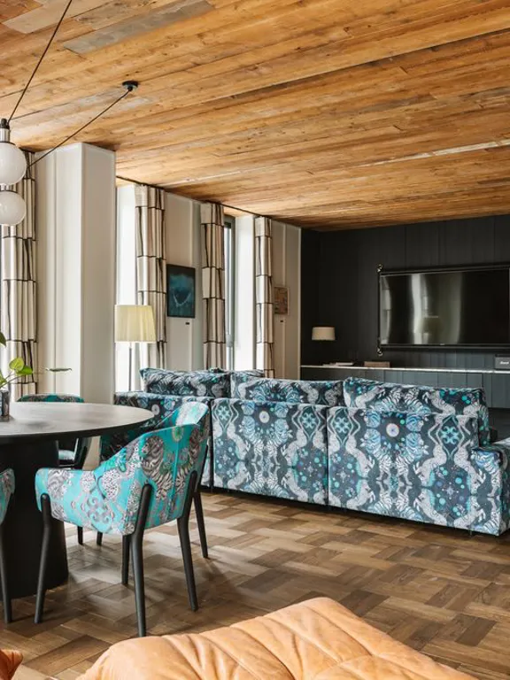 The living area in the Dean Cork Penthouse Suite