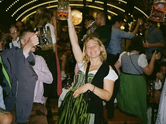 Woman enjoying Oktoberfest in Munich