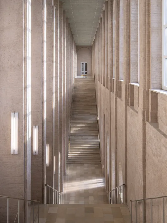 Staircase at The Alte Pinakothek is an art museum located in the Kunstareal area in Munich, Germany.