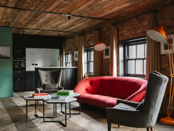 The living area in The Dean Dublin Centre Penthouse