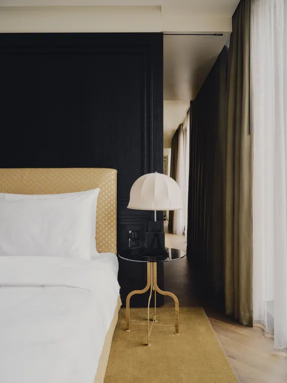 Bedroom area in the Prestige Suite at The Dean Munich