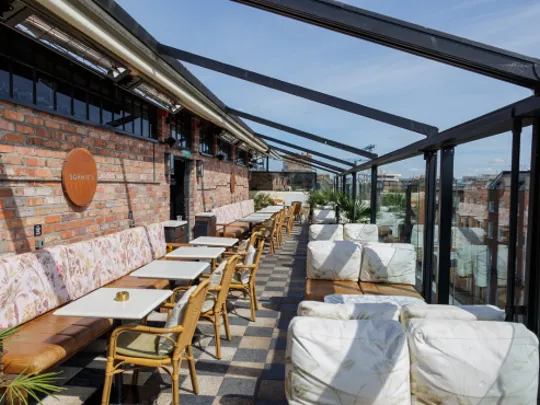 Sophies Rooftop Restaurant at The Dean Dublin Centre Open air terrace seating area