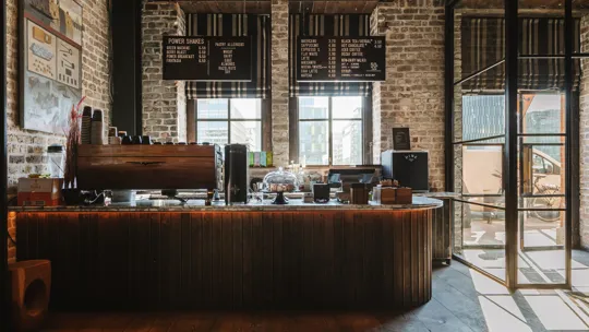 Dime coffee station in the lobby of the The Dean Docklands